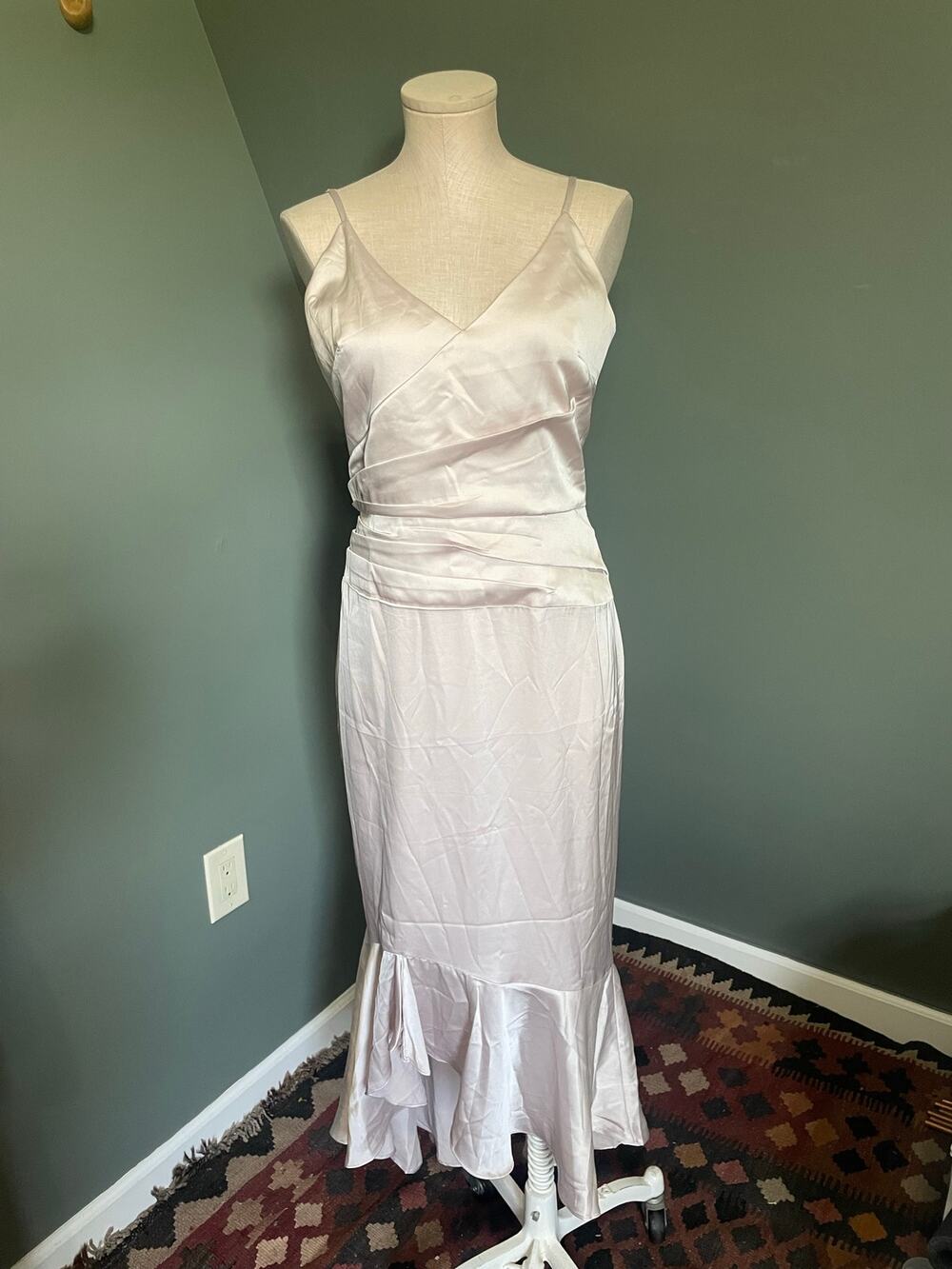 NWT Chi Chi London Minika Satin Slip Dress. Blush Champagne. Size 8.